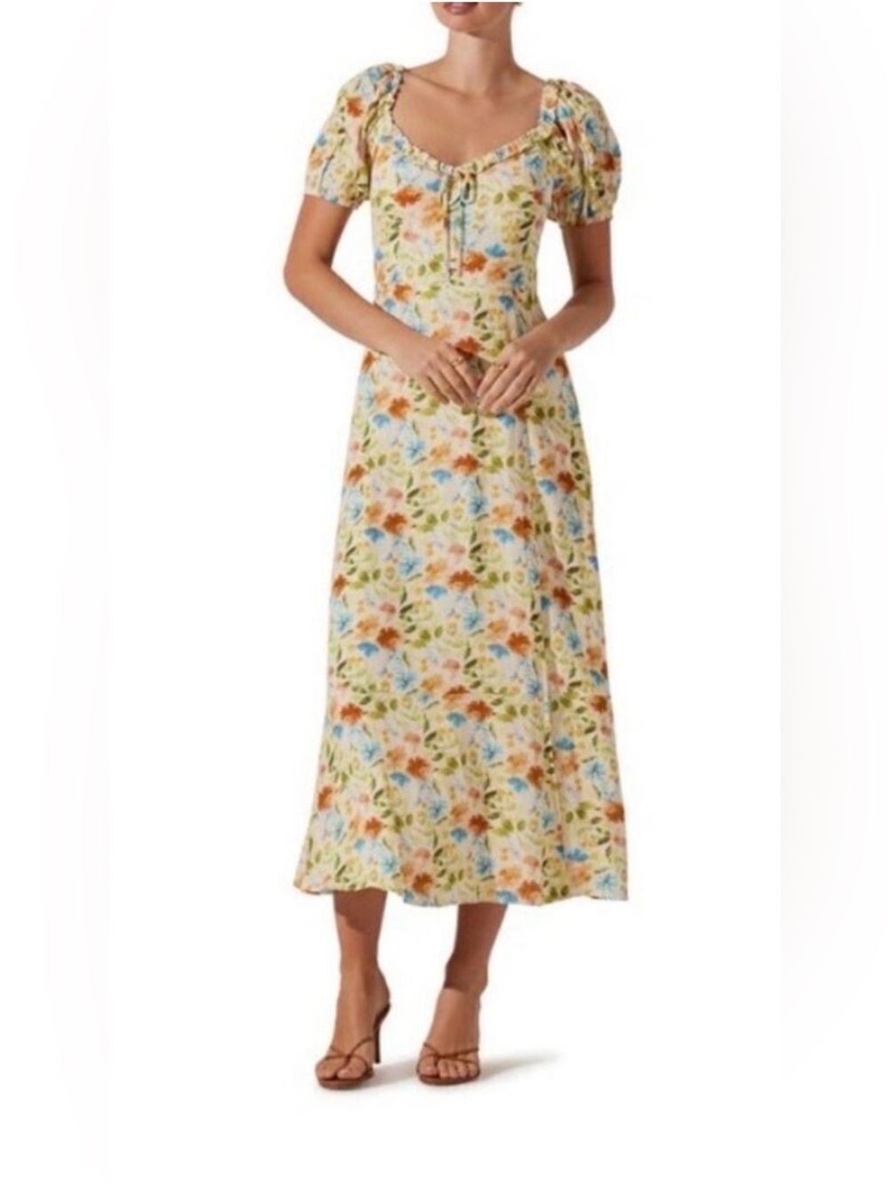 Astr The Label Yellow Multi Floral Dress Size Medium